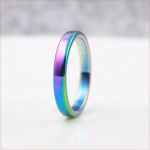 [RING] Hematite Rainbow ヒート グラデーション 焼き色 虹色 レインボー カラー ヘマタイト スムース フラット 4mm リング 19号