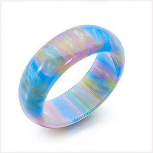 [RING] Resin Rainbow Blue Cloud Opal ブルーレインボークラウド オパール ハンドメイド レジン 8mm リング 13号