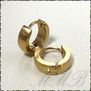 [EARRING] GOLD PLATED 316L Stainless Steel Hip Hop ゴールド リング ピアス 4xφ13mm 【送料無料】