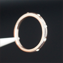 [RING] 14K 585 Rose Gold Plated ファイブ キュービックジルコニア ハーフ エターナル ローズ ピンク ゴールド スリム リング 16号_画像2