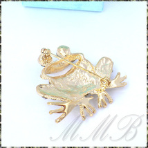 [BROOCH] Gold Frog ビューティフル クリスタル CZ ゴールデン フロッグ かわいい カエル ブローチ_画像3