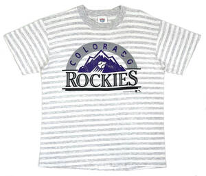 USA製 1991 SATURDAY'S HERO MLB S/S Tee L 90s 半袖Tシャツ ボーダーT 野球 シングルステッチ ヴィンテージ COLORADO ROCKIES