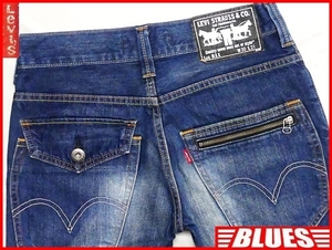 即決★リーバイス511★W30 フラップポケットハーフパンツ ジーンズ Levis メンズ スリム ローライズ 7分丈 バックジップ デニム