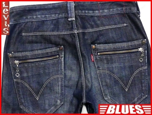 即決★リーバイス★W28 エンジニアジーンズ Levis メンズ 立体裁断 スキニー スリムストレート デニム バックジップポケット ローライズ