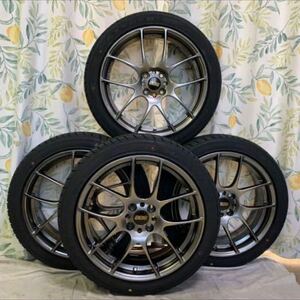 BBS アルミホイールタイヤ4本セット RF 500 7J PCD100 +48 4穴　PFS仕様 ダイヤモンドブラック 205/45R17 x4本 2023年製造新品