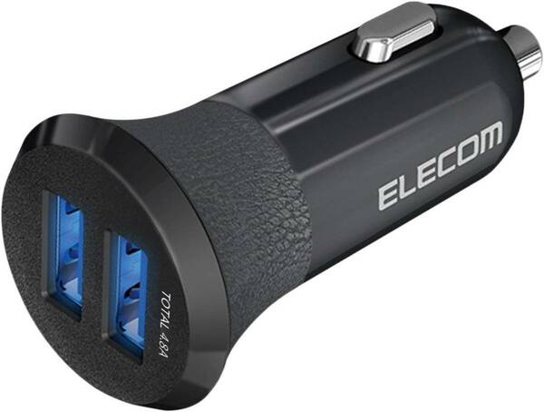 新品 エレコム(ELECOM) カーチャージャー シガーソケット 24W (1ポート最大12W) USB-A ×2 ブラック EC-DC03BK