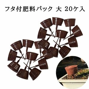 フタ付 肥料パック 大 20ケ入 盆栽 肥料容器 ミニ盆栽 観葉植物 肥料