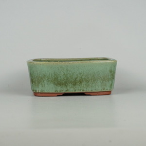 [Используется] Bonsai Bowl Yoyama Kiln Hysaki Koki маленькая длинная длинная сторона около 15,3 см. Глазурная глазурь длиной 15,3 см.