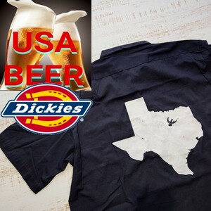 A974 ワーク シャツ Dickies 半袖 アメリカ 古着 2XL バック プリント 前後 ビール 工場 ビア 地 会社 企業 スタッフ ユニフォーム XXL 3L