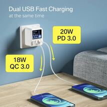 ASOMETECH 40W USB 壁充電器 4ポート LED ディスプレイ付き QC3.0 PD3.0 USB 急速充電器 iPhone Huawei Xiaomi Samsung_画像3