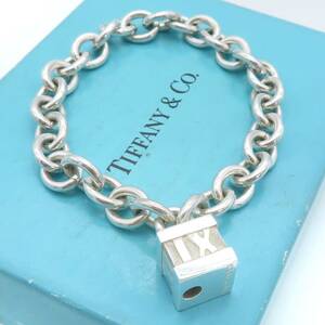  ultimate rare beautiful goods Tiffany&Co. Vintage Tiffany Atlas katena Cube silver bracele SV925 doughnuts chain HH163