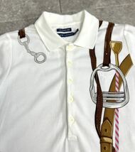 新品 未使用品 Ralph Lauren 馬具 ベルト 総柄 スキニー ポロ シャツ XS ホワイト ピンク ラルフローレン SKINNY POLO ホースビット 正規品_画像4