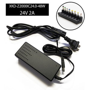 ACアダプター 24V/2A 【8種L字コネクタセット】 AC100V～240V XKD-Z2000IC24.0-48W