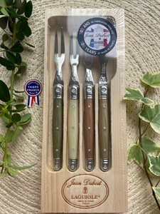  tree box attaching cocktail Fork 4 pcs set Laguiole two . Fork Escargo also special Fork ivory color laiyo-ru cutlery lagi all new goods 