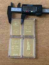 Z12)海外スイス、アメリカ等の1オンス、1Troy Ounce 四方形金貨バー FINE GOLD豪華4枚セット　磁石につかない_画像1