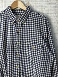 ☆ビッグサイズ US古着 J.CREW Jクルー ジェイクルー ネルシャツ チェック柄 ブロックチェック ネイビー紺【XL】コットン　　　　◆4019◆