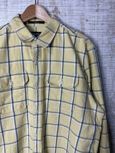 ☆US古着 Eddie Bauer エディバウアー チェック柄 イエロー黄 クリーム色×グレー【L】コットン　　　　　　　◆4049◆