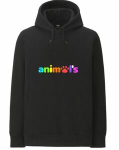 ユニクロ スウェット パーカー オリジナルデザイン BLACK フード Lサイズ　アニマルズ　グラブル 十二神将　UNIQLO