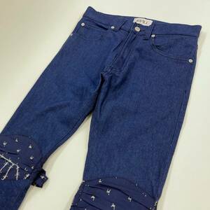 KIDILL バンダナ 装飾 スキニーデニムパンツ ストレッチ インディゴ 44サイズ キディル HIRO ヒロ ジーンズ blackmeans LABRAT 3040262