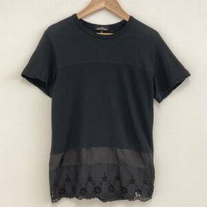 AD2014 tricot COMME des GARCONS 裾 レース ドッキング 半袖 カットソー ブラック 染色 トリコ コムデギャルソン Tシャツ archive 3080360