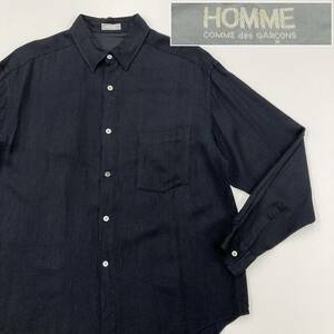 最初期 80s デカオム コムデギャルソンオム オーバーサイズ レーヨン リネン 長袖 シャツ ブラック 黒 HOMME VINTAGE archive 2120351 