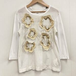 AD2012 tricot COMME des GARCONS スパンコール 立体 花 装飾 長袖 カットソー ホワイト トリココムデギャルソン Tシャツ archive 3070623