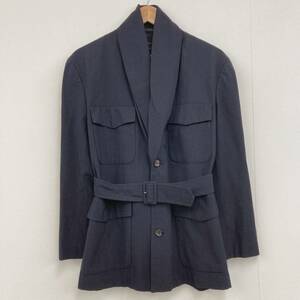 80s COMME des GARCONS ベルテッド テーラードジャケット ショールカラー 紺 コムデギャルソン ベルト付 ブルゾン VINTAGE archive 3070229