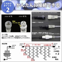 クリスマス 防滴 イルミネーション つらら ライト 電飾 LED ４ｍ ２８０球 グリーン 緑 ２８種点滅 Ｂコントローラセット_画像5