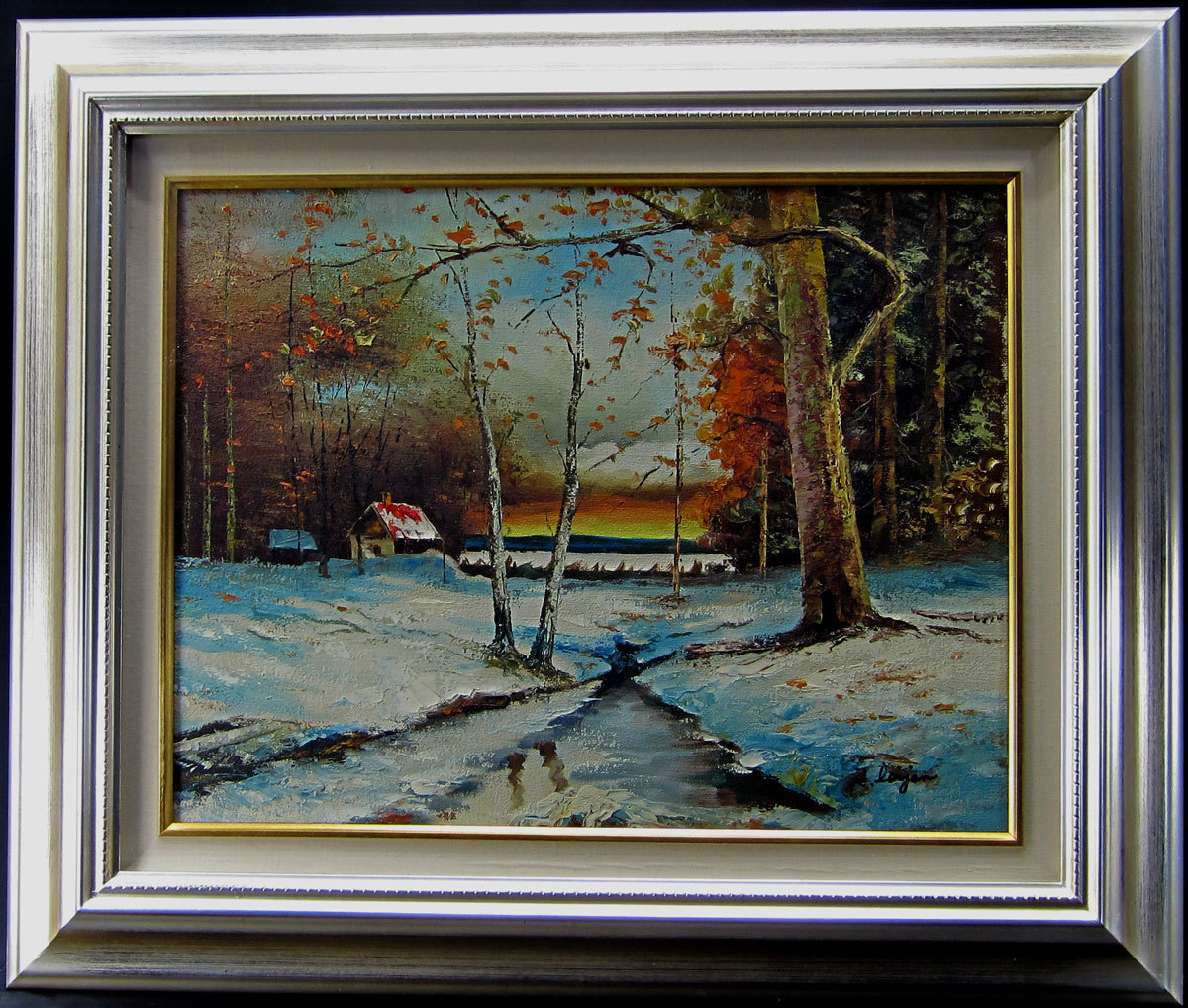 Author unknown Autumn landscape Foreign autumn landscape Oil painting F6 size, Painting, Oil painting, Nature, Landscape painting