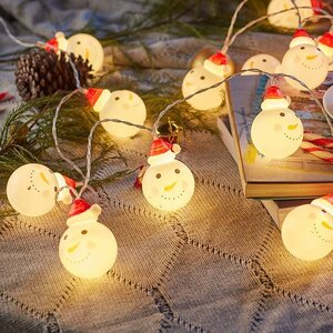 可愛い雪だるま スノーマン LEDイルミ LEDイルミネーション クリスマスライト LEDライト 電池式 20球 3m 飾り 雑貨 長寿命 オーナメント
