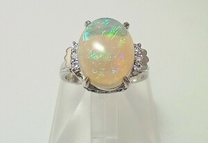 Pt900 approximately 11.5 number approximately 5.6g white opal diamond 0.08ct platinum ring so-ting card attaching store receipt possible 