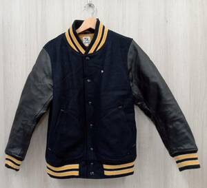 ARNOLD PALMER stadium jumper wool cow leather size 2 navy × black 