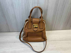 [ prompt decision ]MIUMIU MiuMiu VITELLO CARIBU 2WAY handbag shoulder bag brown group Gold metal fittings lady's miumiu