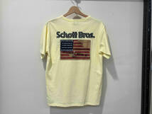 SCHOTT BROS. ショット 半袖Tシャツ S イエロー 黄色 コットン 綿 ロゴ刺繍 星条旗 アメリカ国旗 ほつれ加工 タグ付き_画像2