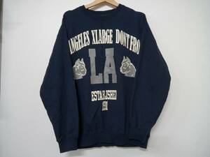 X-LARGE XLarge sweat / BIG PRINT CREW NECK SWEAT / M size navy men's autumn winter 