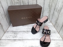 【最終値下げ！】GUCCI グッチ ホースビット 34 1/2 23cm ヒール4cm サンダル ブラック 箱付_画像9