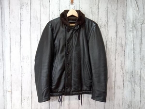 HOUSTON ヒューストン N-1 DECK JACKET 8177 牛革 レザージャケット ブラック 40R 店舗受取可