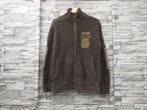 AVIREX/6194016/ZIP UP COTTON KNITS/アヴィレックス/カーキ/ミリタリー/L/ジップアップコットンニット