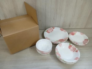 iwaki イワキ famiet ファミネット ローズセット プレート ボウル 20枚セット 洋食器 食器 花柄 薔薇 ばら ローズ 陶器