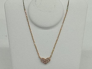 K18　PG　18金　ネックレス　ペンダント　ダイヤモンド0.05ct　ハートモチーフ　約41cm　約1.3g　レディースアクセサリー　ピンクゴールド