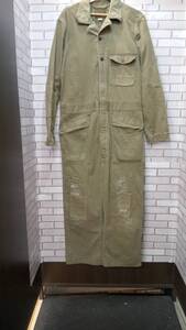 【RRL】 21FW 7379-8150 COTTON SULPHUR SATEEN COVERALL 綿硫黄サテン RALPH LAUREN ビンテージ加工 リペア加工 13スターボタン つなぎ