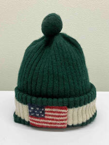 RALPH LAUREN flag knit cap ニット帽 グリーン アメカジ