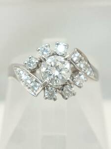 Pt950 プラチナ ダイヤモンド 0.48ct・0.33ct 約10号 6.3g リング指輪 鑑定書付き 店舗受取可