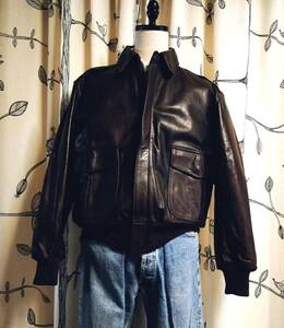 90's A-2 ゴールンデンベアー GOLDEN BEAR Leather フライトジャケット Made in U.S.A.・デッドストック 送料込