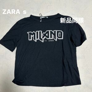 ZARA ザラ　ショート丈Tシャツ　ブラック　S