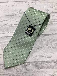 新品　DAVINCI ダヴィンチ　かわいいグリーン　淡い黄緑　シルク100%ネクタイ　お洒落柄　お買い得サービス