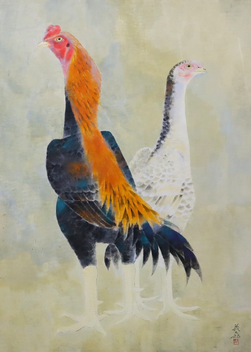 Yoshitaro Mikawa Gamecock Producido en 1982, No 40, pintura japonesa, gran artículo enmarcado, obra maestra, cuadro, pintura japonesa, flores y pájaros, pájaros y bestias