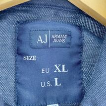 Ci1 大きいサイズ☆ ARMANI JEANS アルマーニジーンズ 半袖シャツ コットンシャツ カットソー ロゴ刺繍 XLサイズ ネイビー メンズ 紳士服_画像6