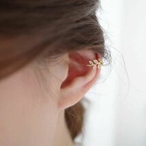 ★ 葉っぱ柄 リーフ イヤーカフ ★ 耳に挟む イヤリング ジュエリー クリップ ノンホールピアス アクセサリー 片耳用 金 a13_画像8