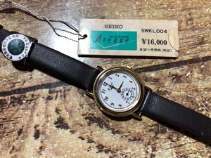 デッドストック タグ付 良品 SEIKO セイコー avenue アヴェニュー スモセコ ホワイト×ゴールド 純正ベルト クオーツ レディース 腕時計